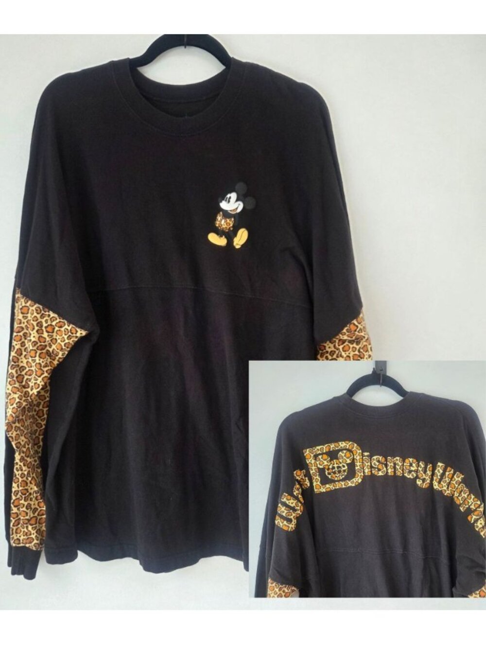 Walt Disney World WDW Spirit Jersey Black Leopard Print Spellout Women's XL